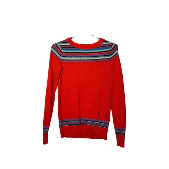 Mossimo XS Bright Orange sweater with colorful stripe pattern - Picture 2 of 5